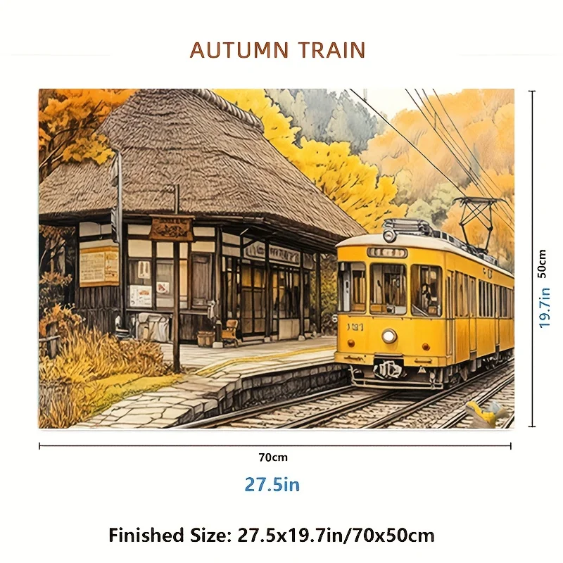1000pcs Autumn Train Jigsaw Puzzle - Vibrant Maple Forest Scene with Train, Ideal Home Decor or Gift for Christmas & Birthdays