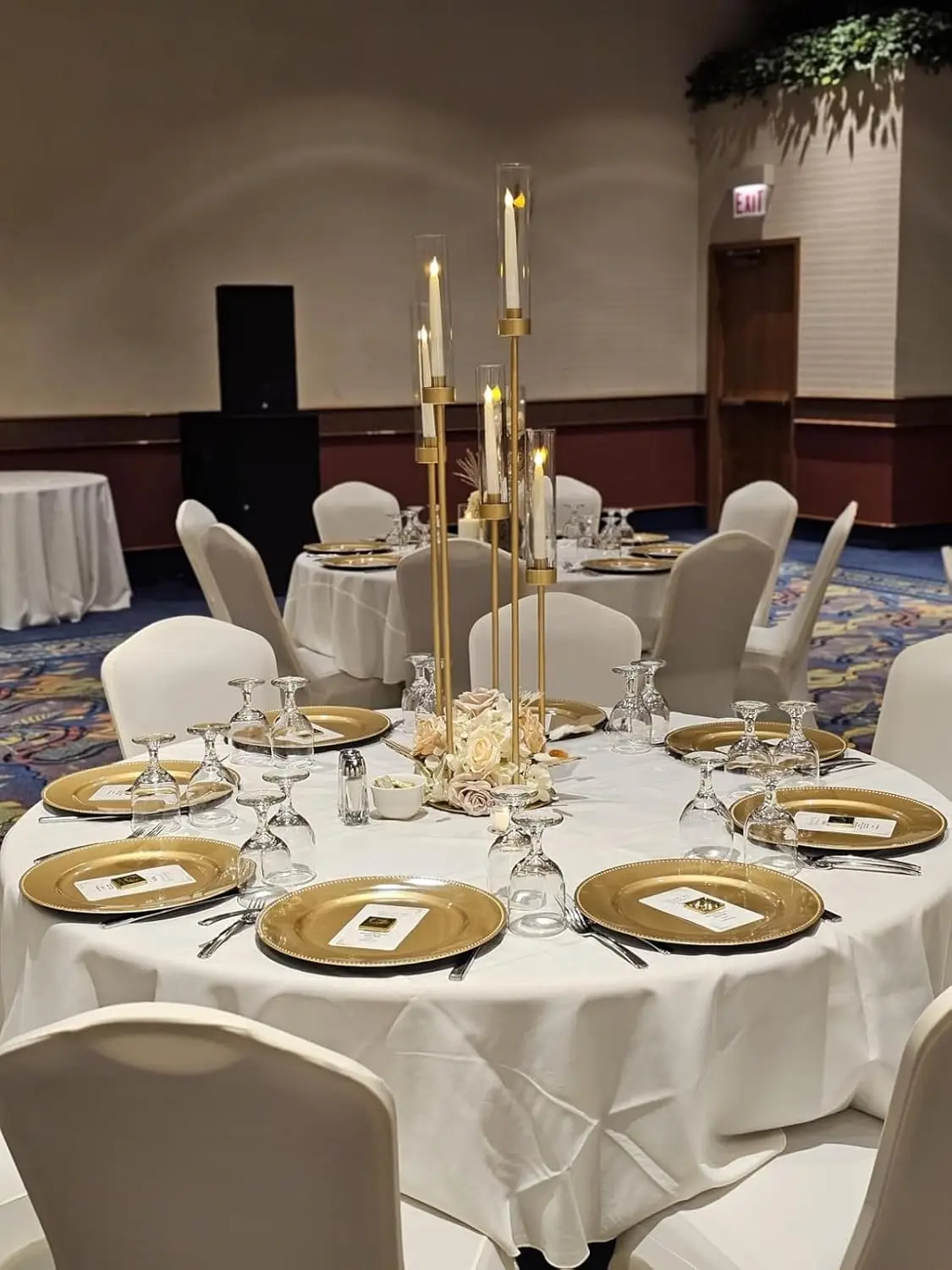 20 Sets Gold Floor Candelabra 48 inch Tall, Candle Holder with Acrylic Lampshade, Metal Candlestick Stands for Wedding Centerpieces Birthday Christmas Party Table Decor view 5