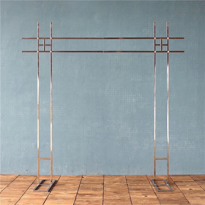 JAROWN 웨딩 아치 반짝 이는 골드 아치 웨딩 소품 더블 폴 스퀘어 플라워 스탠드 야외 프레임 선반 파티 배경 장식