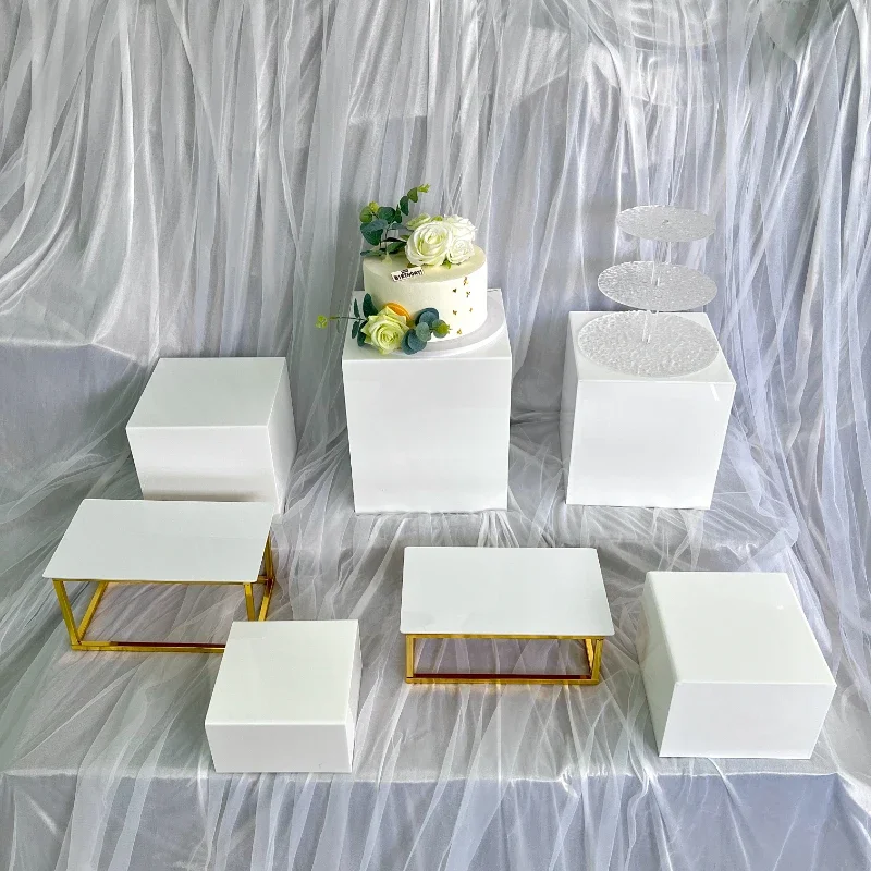 

8 Pieces Big Size Acrylic Cube Display Box Riser Buffet Food Dessert Cake Cookie Stand, Riser for Food Cosmetics Gifts Catering