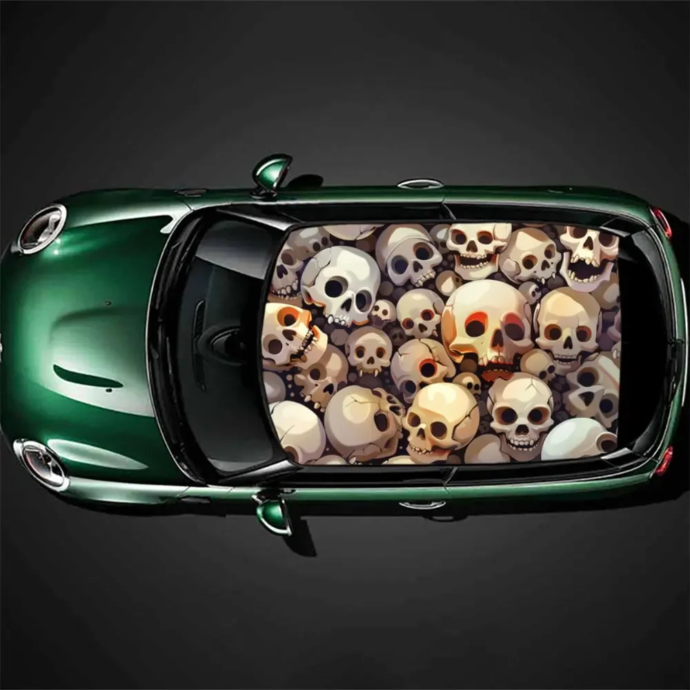 

Human Head Skull Statue Car Roof Sticker Wrap Racing SUV Auto Accessories Packaging PVC Car Hood Graphic Decal Decoration