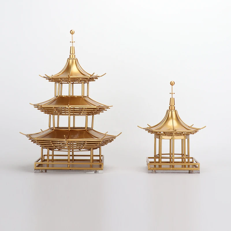 

New Chinese Style Creative Light Luxury Modern Home Metal Pagoda Decoration Xuan Guan Zhen Zhai Crafts Decoration Soft Decoratio