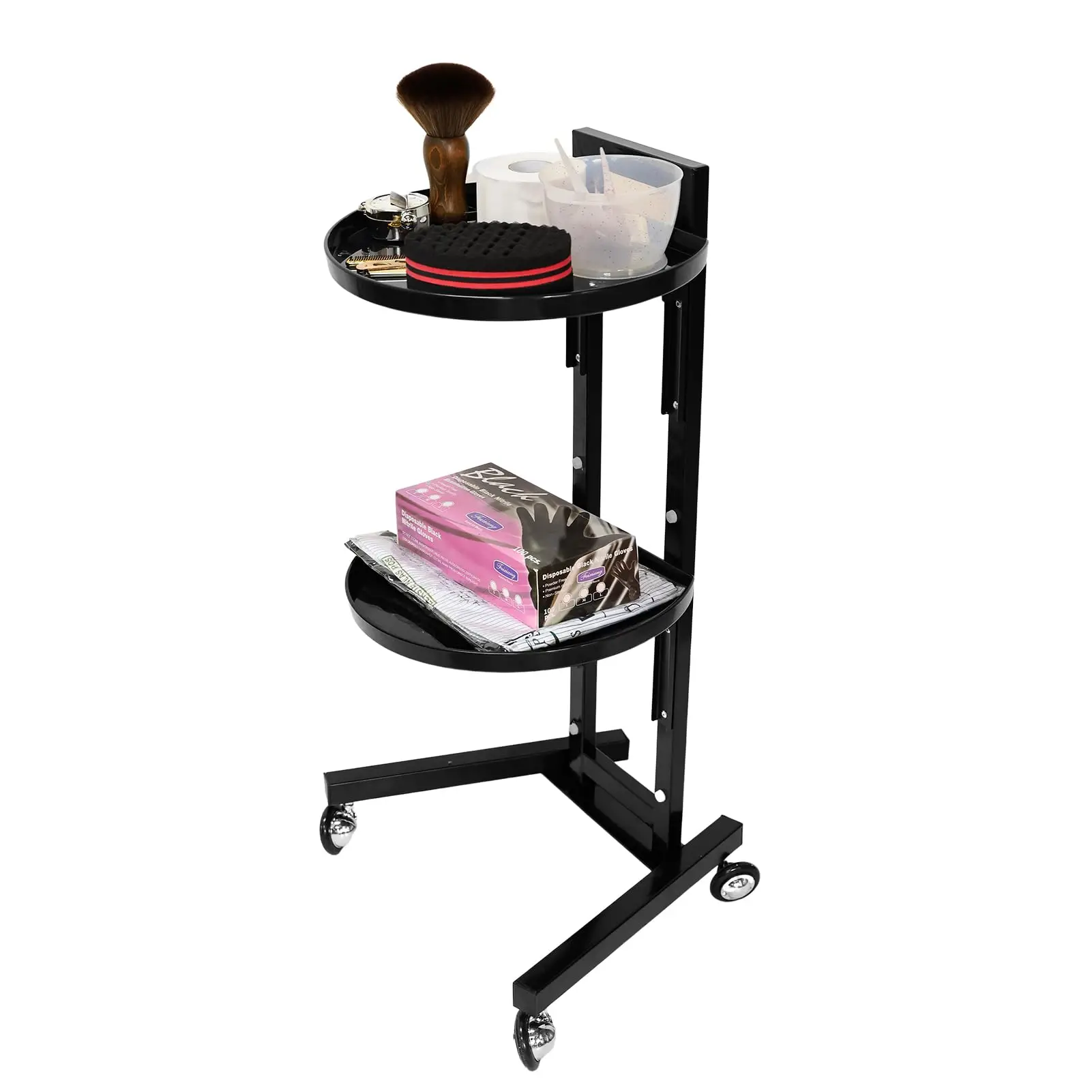 Trolley Elliptic Bilayer Rolling Cart Foldable Hair Tray Beauty Trolley Barber Service Cart Storage Makeup Stand Tool