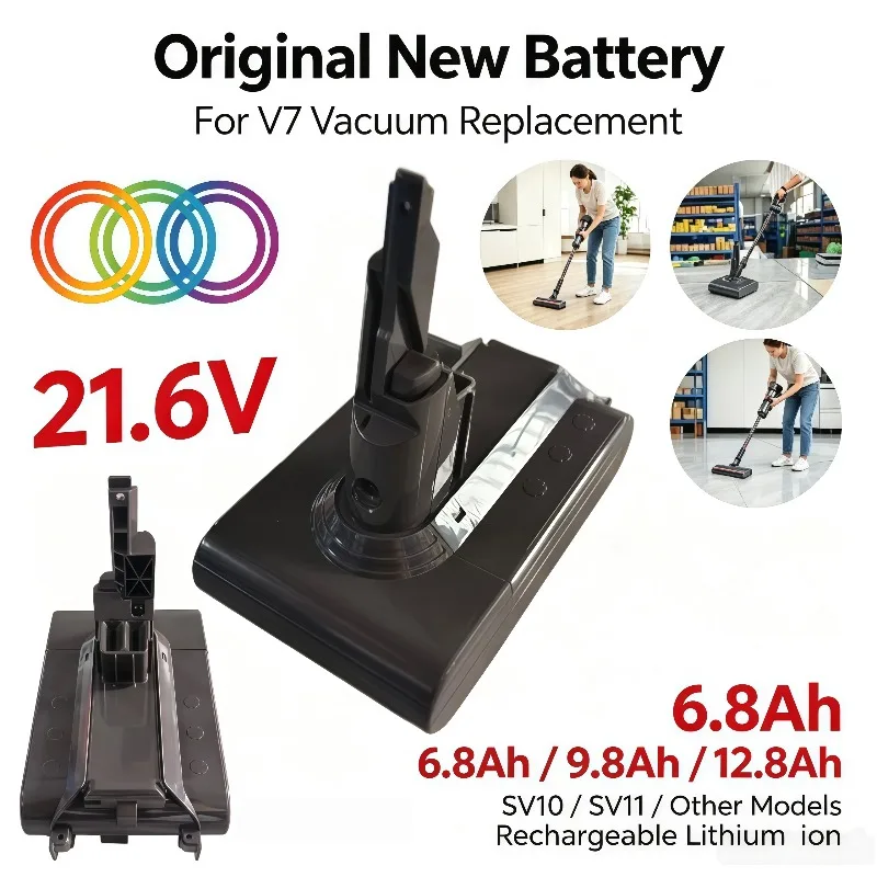 21.6V Cordless Vacuum Replacement Battery V7 6.8Ah‑12.8Ah Original New Lithium‑ion For SV10 SV11