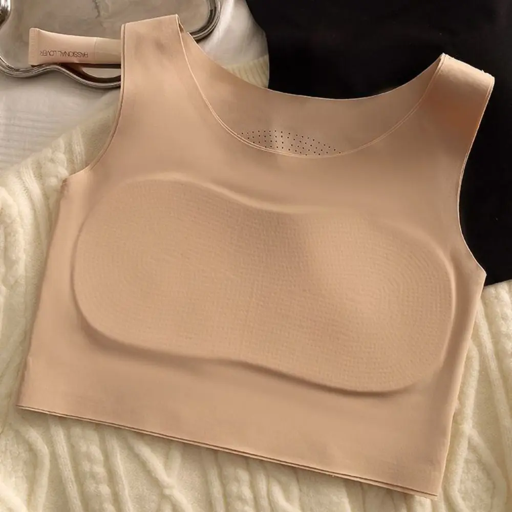 حمالة صدر لاسلكية بسيطة من الحرير الجليدي، ملابس داخلية رفيعة للغاية للنساء برقبة على شكل حرف U، حمالة صدر بدون خياطة للفتيات #2