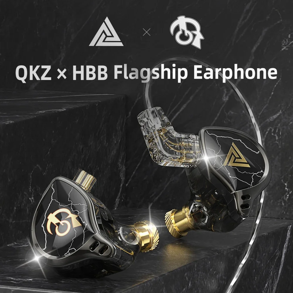 QKZ X HBB Wired Best HiFi In Ear Earphones 10mm Titanium-Coated Diaphragm Semi-open Cavity CNC Aluminum Alloy Monitor Headphone