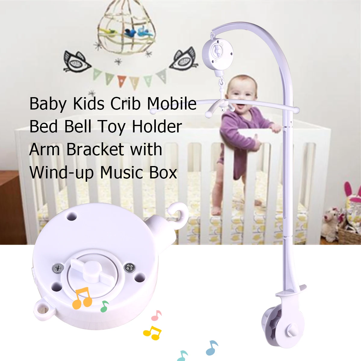 

Baby crib bell Baby bed bell Baby crib bell holder Baby bed bell bracket Baby music box