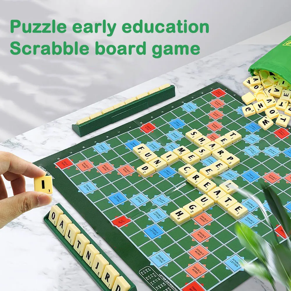 1 peça, solitaire de scrabble em inglês, xadrez do alfabeto, scrabble do alfabeto, jogo de tabuleiro de quebra-cabeça para 2-4 jogadores, jogo de tabuleiro。