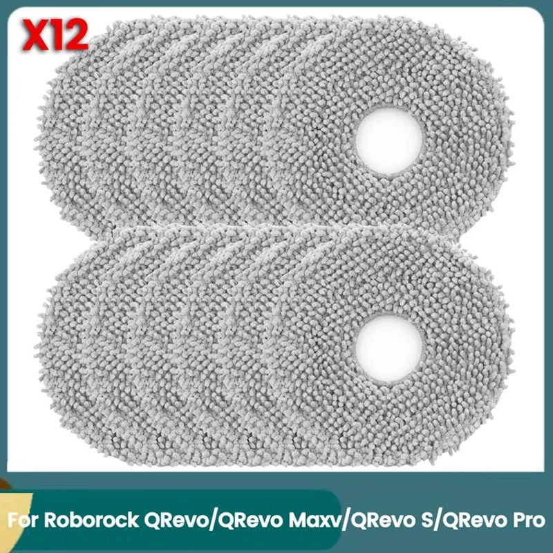 SANQ 12PCS Microfiber Mop Cloths For Roborock Qrevo/Qrevo Maxv/Qrevo S/Qrevo Pro Robot Vacuum Cleaner Accessories