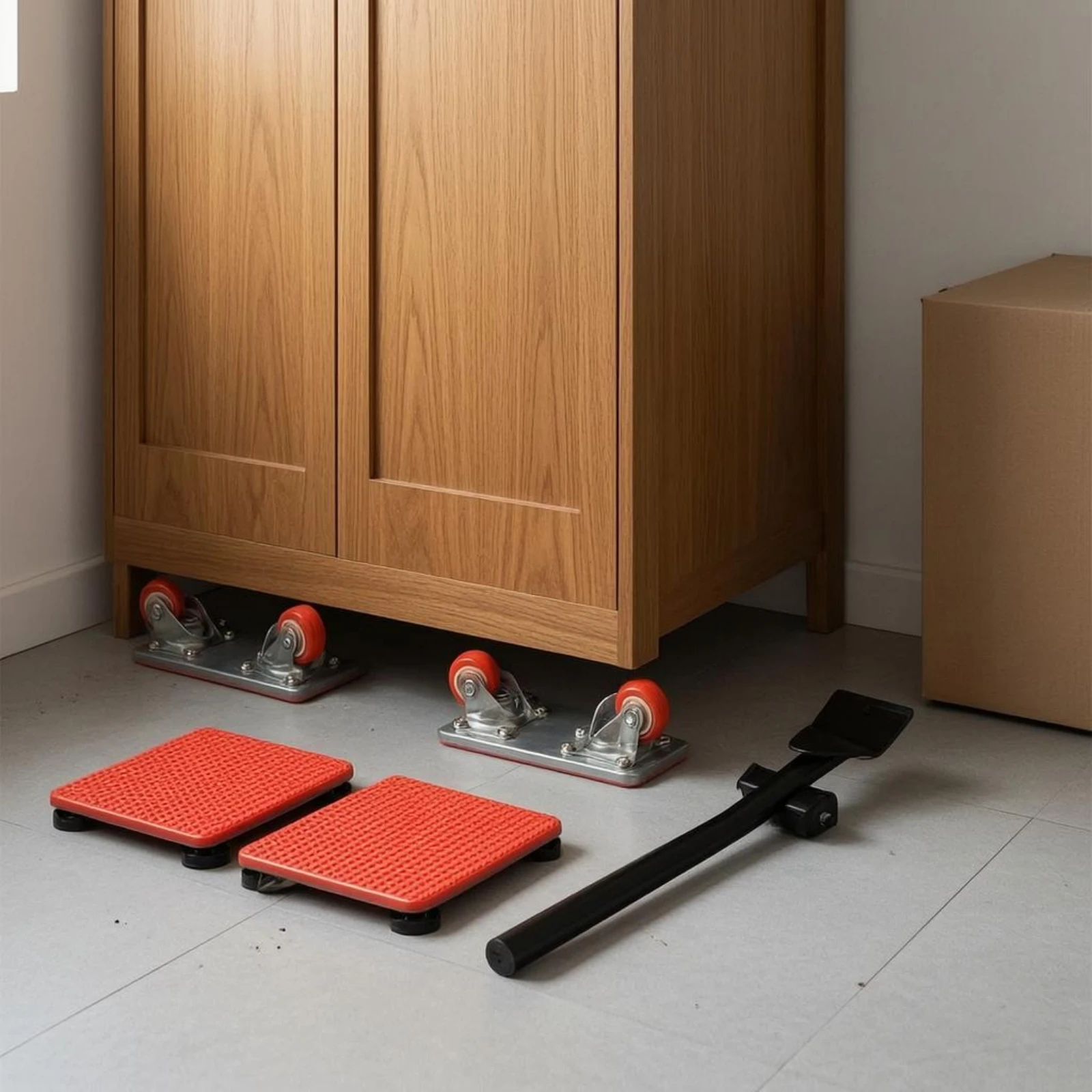 2 Pieces Furniture Mover Kit Swivel Casters Furniture Moving Dolly Moving Dolly with Wheels Pry Bar