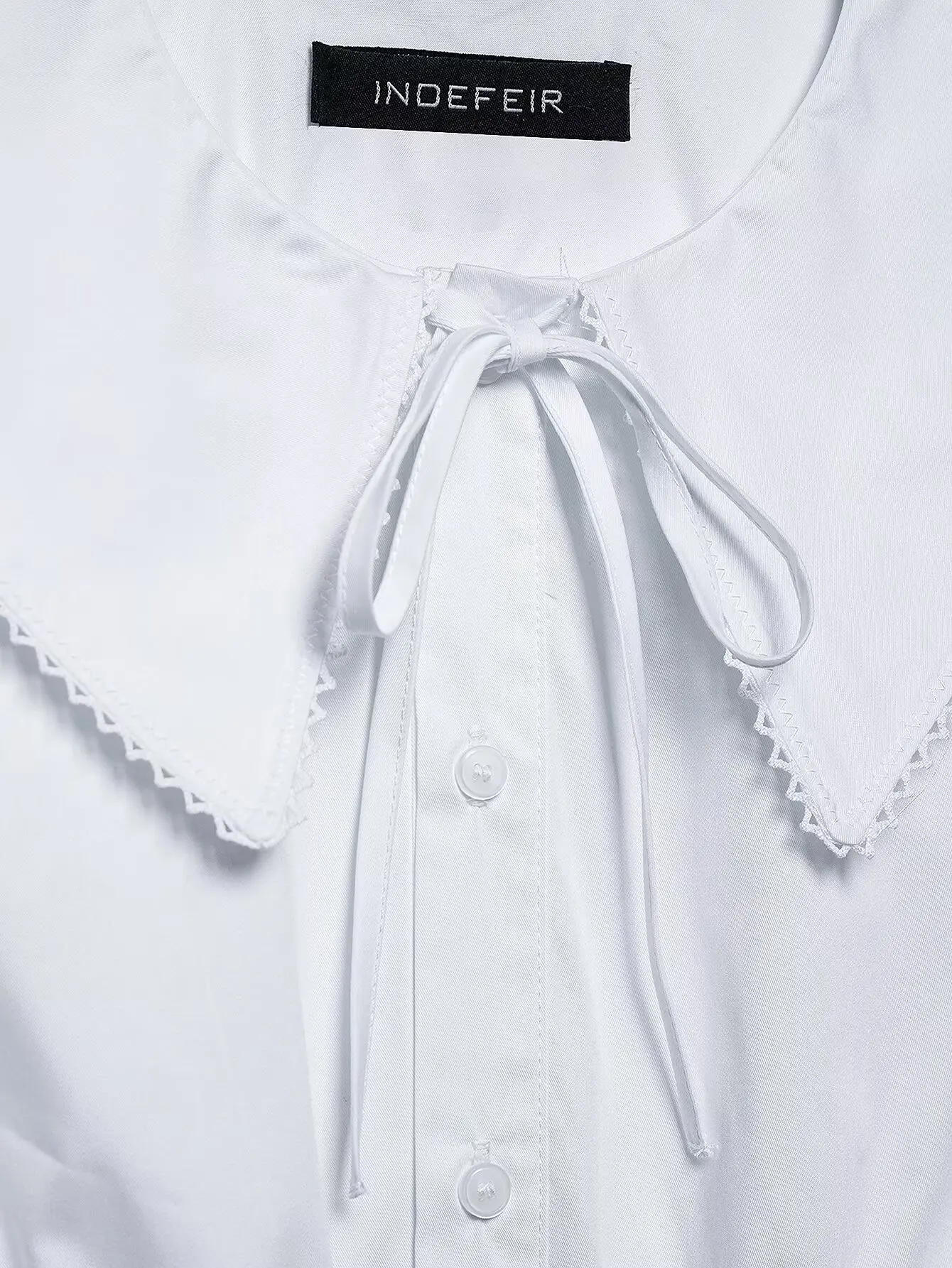 Camisas de mujer Blusa blanca con volantes Camisas y blusas Cropbow Camisas de manga corta con cordones Blusas con cuello de muñeca abotonada 2025