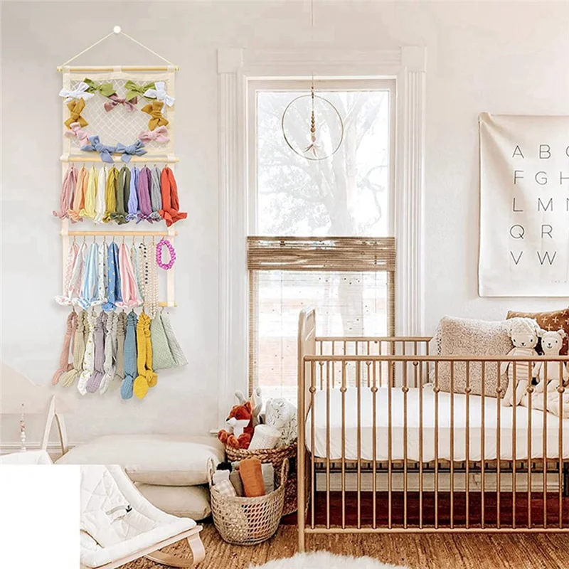 AS96-Soporte para diadema, organizador de lazos para el cabello para niñas, diademas para bebés, accesorios para el cabello, organizador de almacenamiento, decoración colgante de pared