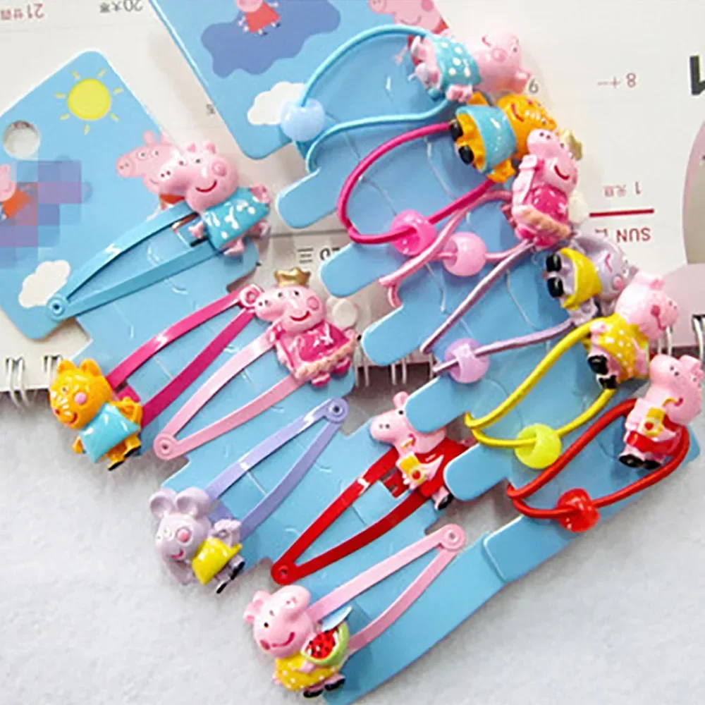 Peppa pig crianças grampos de cabelo cordas de cabelo kawaii moda tiara cocar george bonito tiara acessórios bebê hairbands presente aniversário