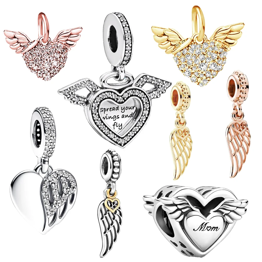 Hot Sale Fine Angel Wings Collection Charm Beads Fit Original Pandora925 Sterling Silver Bracelet Women DIY Fashion Jewelry Gift