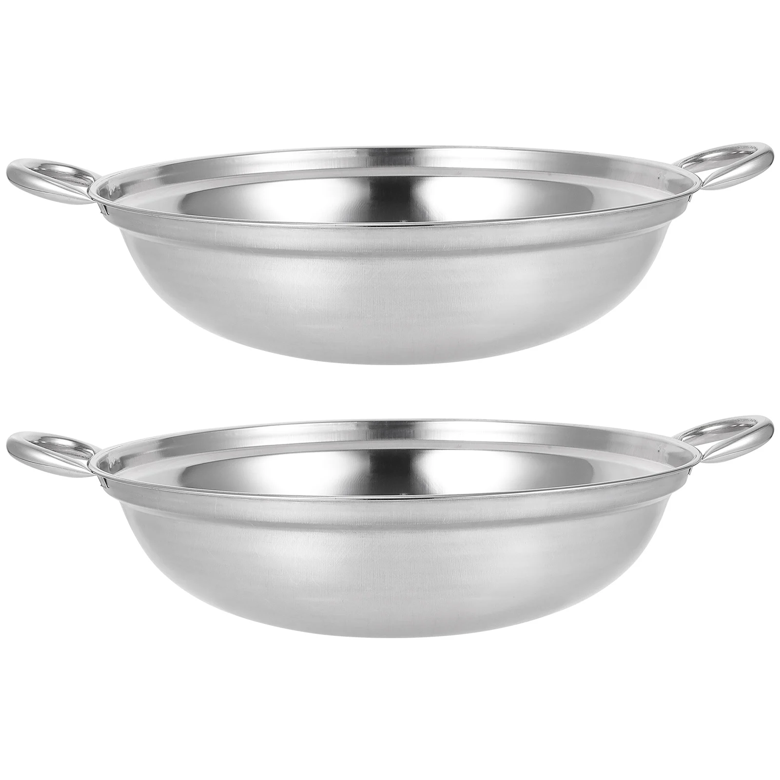 

2Pcs Stainless Steel Hot Pot Double Handle Anti-Spill Cooking Pot Small Kitchen Pan for Home Outdoor