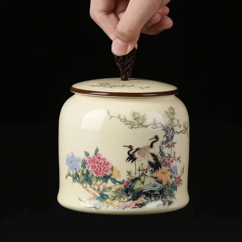 Chinese Vintage Ceramic Tea Caddy Multifunctional Storage Tea Pot Porcelain Sealed Jar Tea Set Kitchen Container Tin Cans