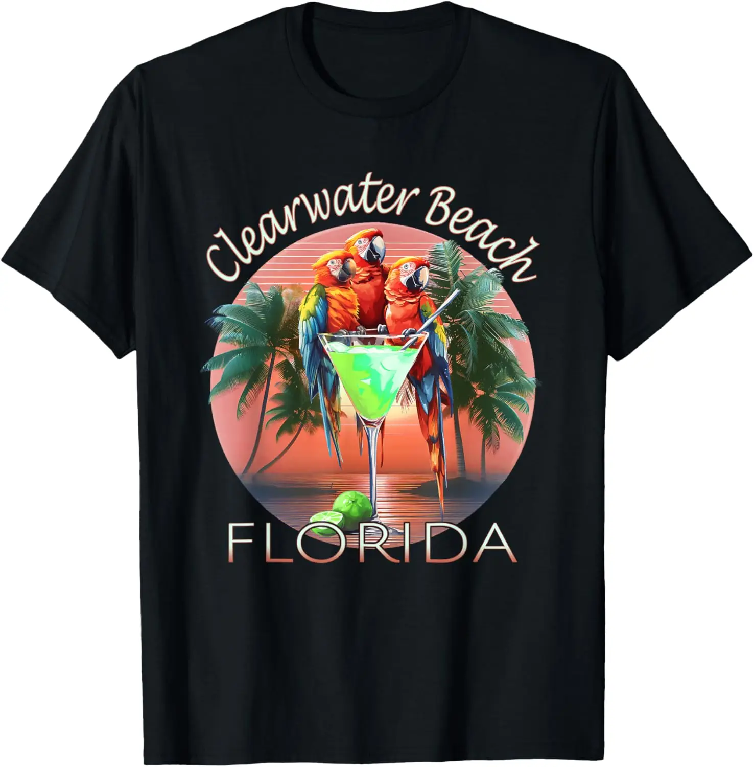 Parrots and Margaritas Clearwater Beach Florida Vacation T-Shirt