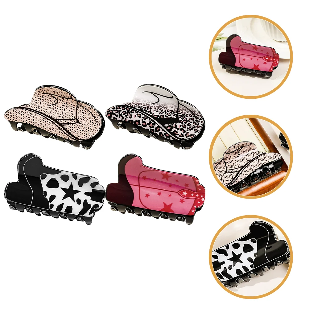 4 Pcs Shark Clip Hair Accessories for Women Clips Claw Medium Thick Western Thin Style Leopard Print