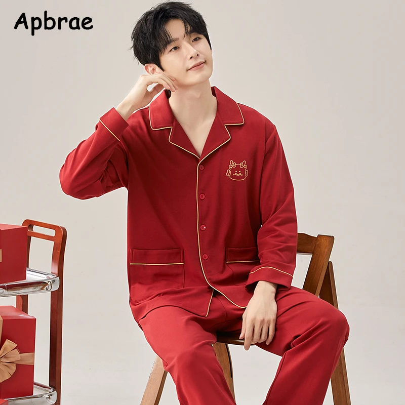 Autumn Winter Faux Cotton Pajamas for Men Plaid Pajama Long Sleeves Pants Sleepwear Male Fashion Pajamas Man Lapel Pijamas