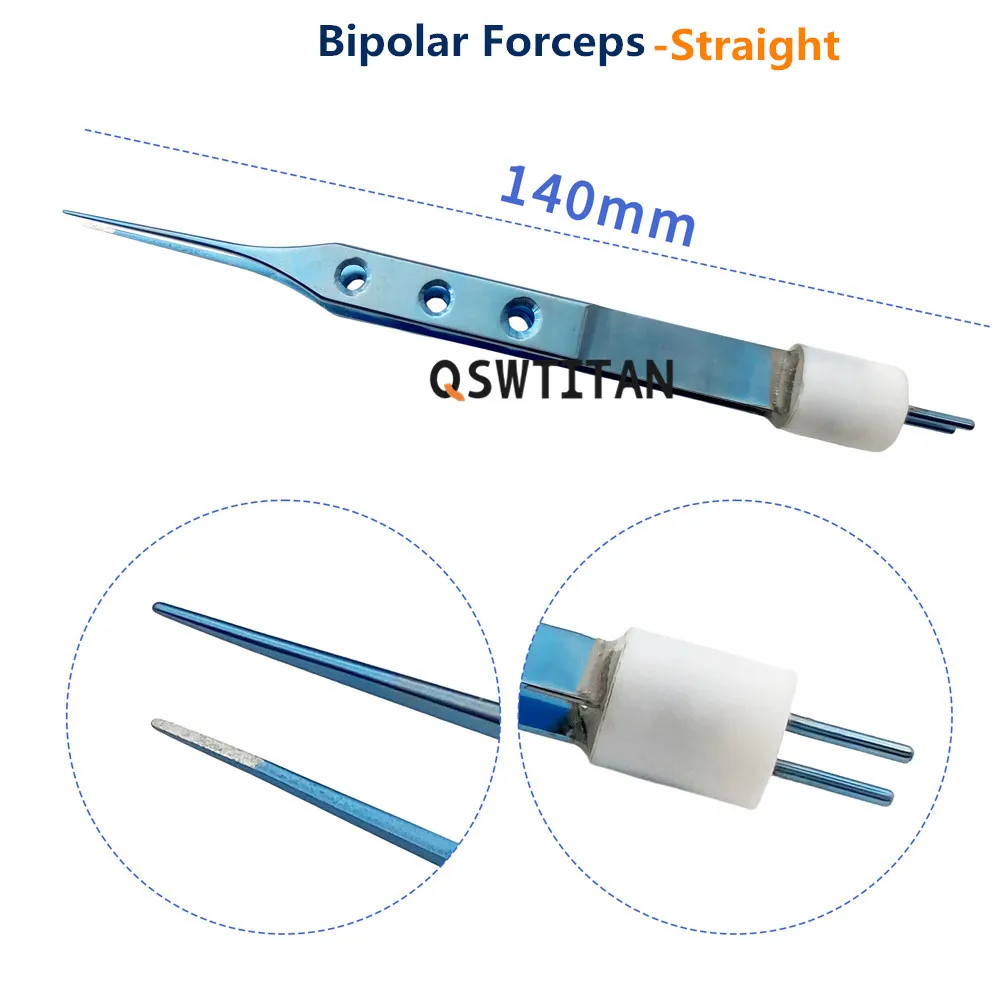 Ophthalmic Bipolar Forceps Straight / Curved Shaft Eyelid Tools Titanium Ophthalmic Surgical Instrument
