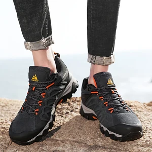 Hikeup High Quality Leather Walking Shoes Durable Sport Outdoors of Men Trekking Leather Shoes-Up Line Scaled Hunting Tennis 8 Main Sales Social Shoes - №5