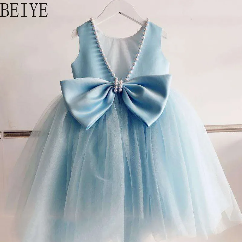 elegant-and-cute-girls'-princess-dress-summer-new-blue-sleeveless-back-baby's-dress-first-year-children's-birthday-dress