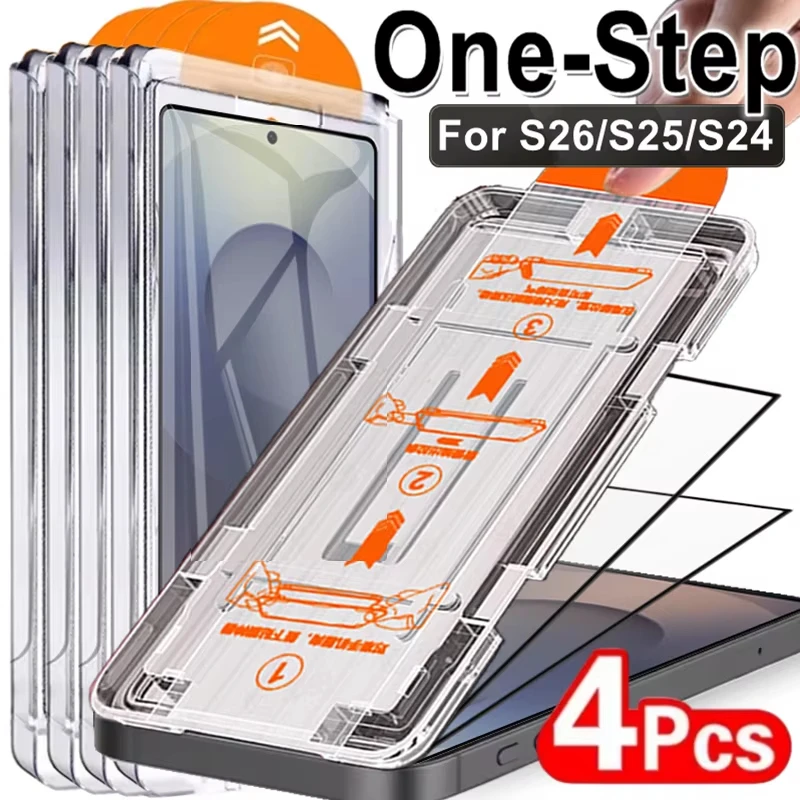 1-4PCS Ultra Clear Screen Protector for Samsung Galaxy S26 S25 S24 Ultra S23 S22 Plus S24 S25 FE One Click Installation Glass