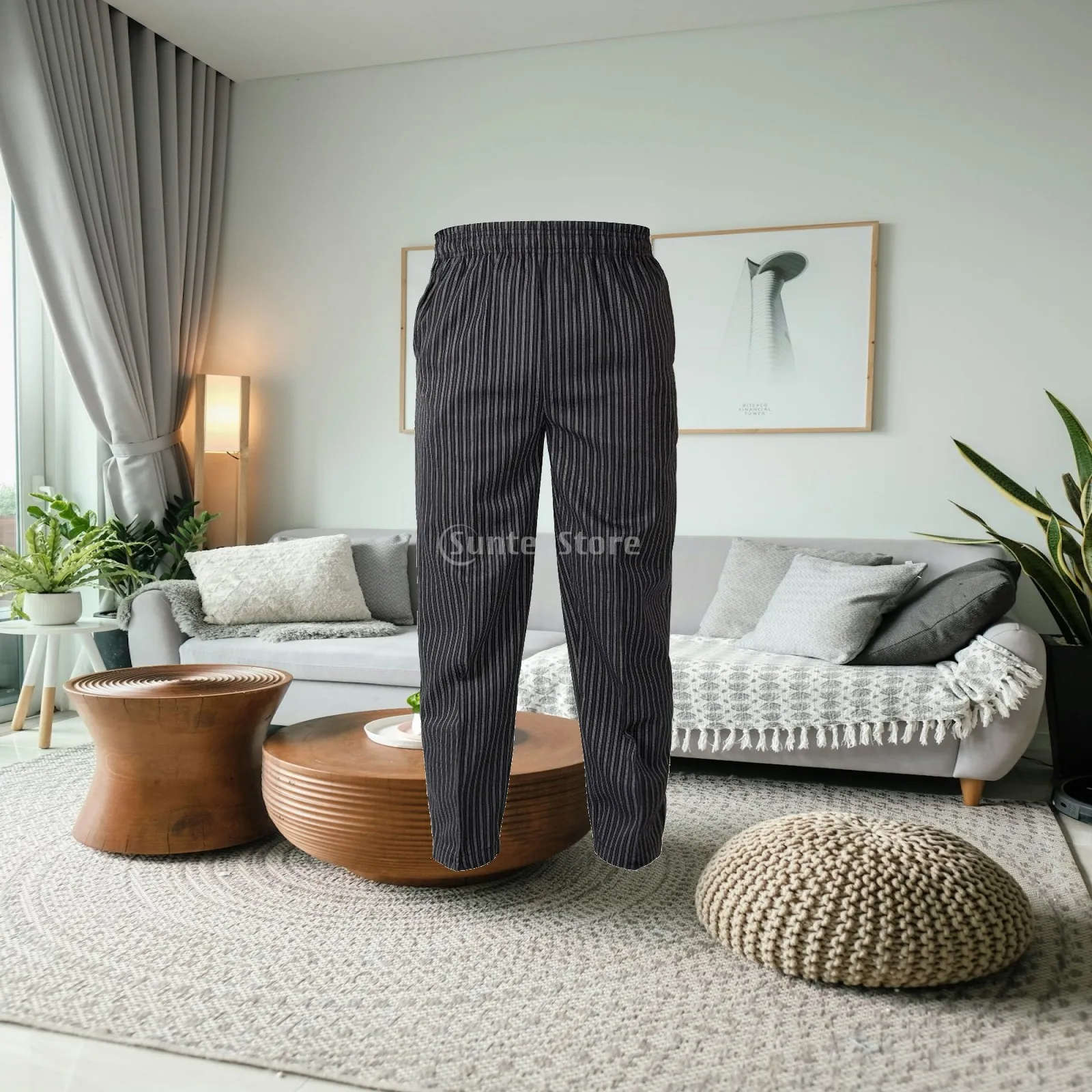 Chef Pants Men High Quality Waiter Uniform Work Trousers with Pockets for Restaurant Hotel Service