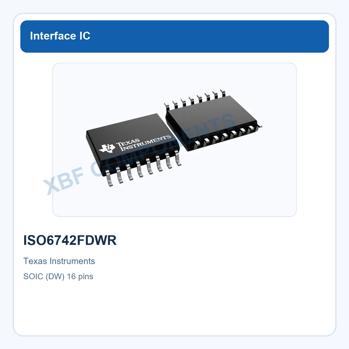 ISO6742FDWR Texas Instruments Digital Isolator IC 4-channel 1.8V SOIC (DW) 16 pins
