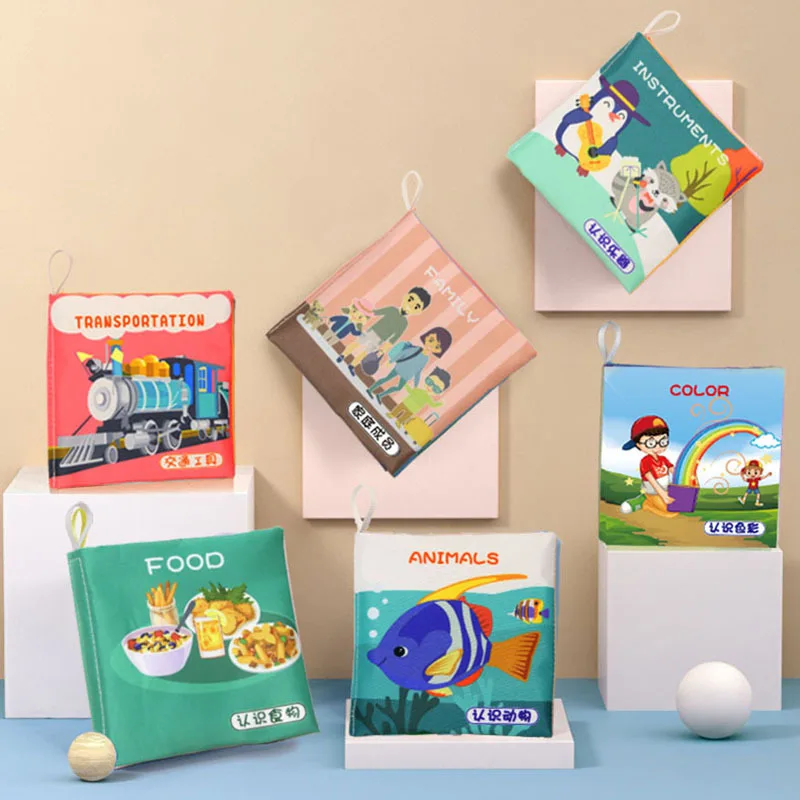หนังสือผ้านุ่มสำหรับเด็กทารกหนังสือเสียงเงียบเด็กหนังสือสัตว์ทารกเรียนรู้ก่อนวัยเรียนของเล่นเพื่อการศึกษา0 -12เดือนกันการฉีกขาด