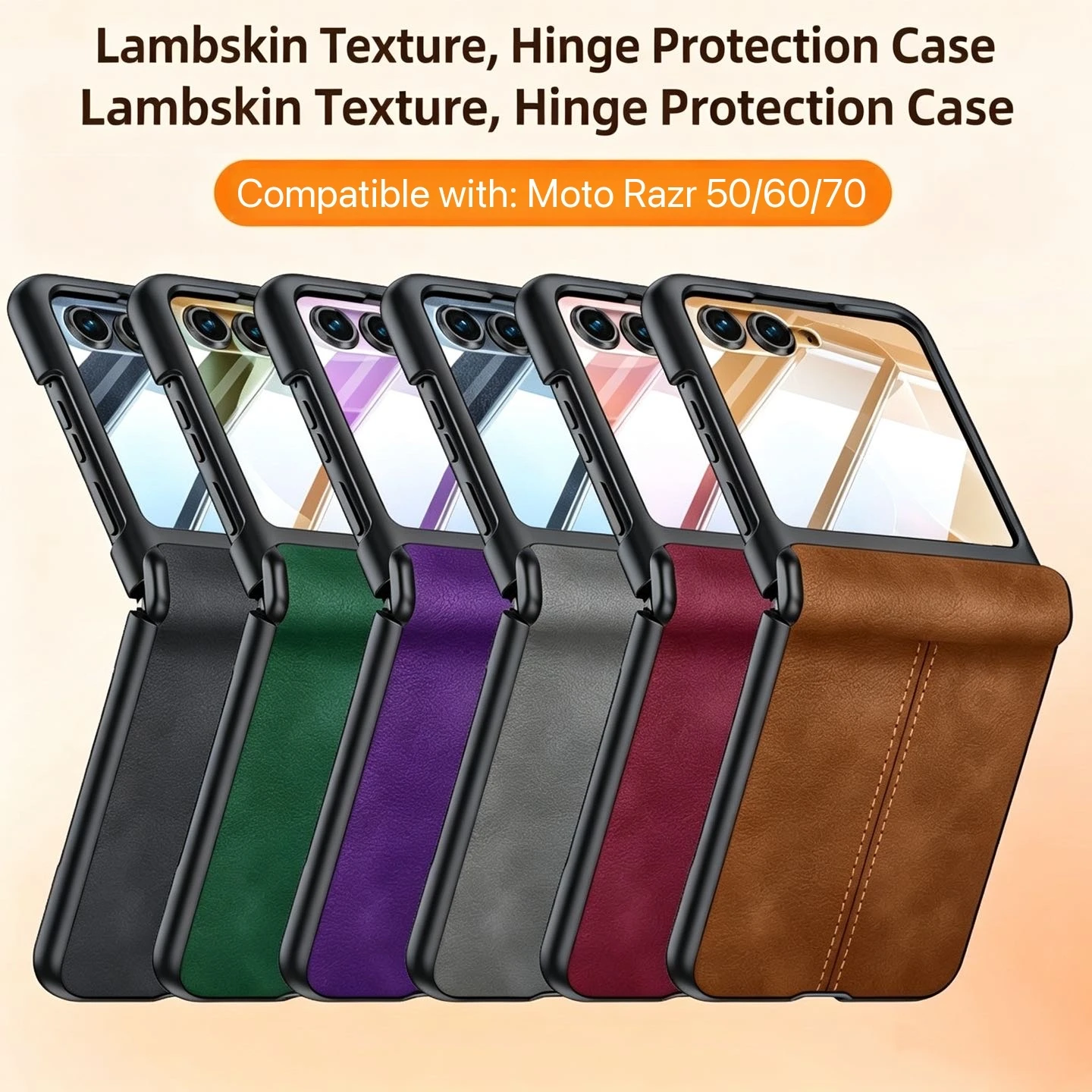 Etui biznesowe ze skóry owczej do Motorola Razr 50 Ultra 60, folia ochronna na ekran do Razr70 Ultra Plus, etui z ochroną na środkowy zawias, odporne na wstrząsy.