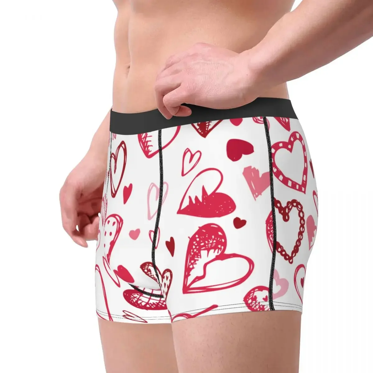 Mens Boxer Sexy Underwear Love Hearts Pattern Underpants Male Panties Pouch Short Pants image 2