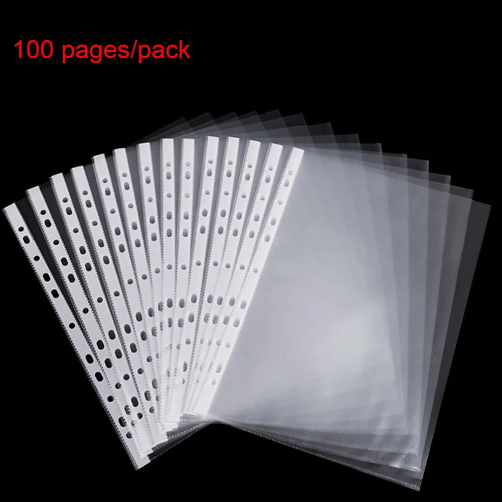 100 Pagina 'S/Pak Document Zak Multifunctionele Transparante Bestand Houder Doorzichtige Pp Sheet Protectors 11-Holes A4 Losbladige Vijl Pouch