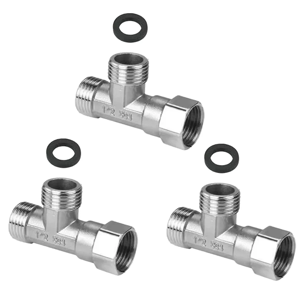 

3 шт./компл., 3-ходовой Т-образный адаптер, Т-образные фитинги из нержавеющей стали, тройной клапан для шлангов для раковины, аксессуары для ванной комнаты, разделитель воды