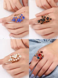 1 PC Vintage Rhinestone Opening Ring Exaggerated Luxury Ring Knuckle Finger  Antique Rings for Women Punk Statement Jewelry