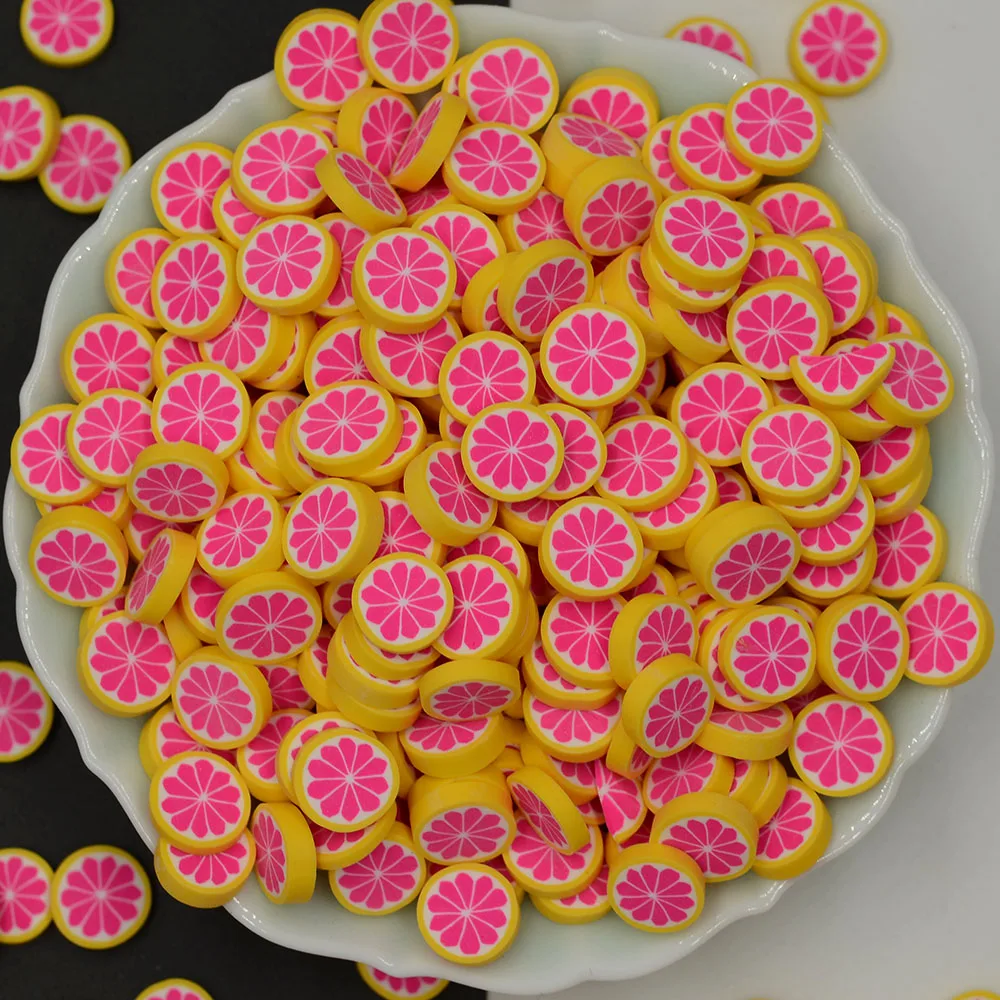 100G/Lot 10mm Polymer Clay Lemon Fruits Sprinkles Lovely Confetti for Crafts Making, DIY