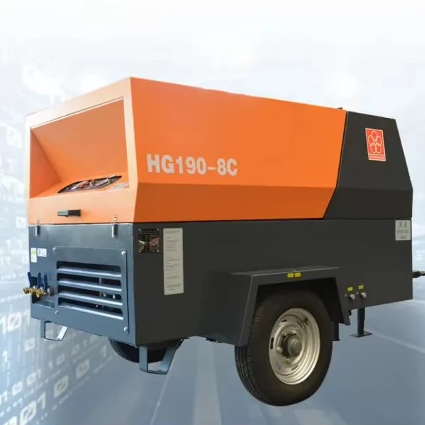 Cheap Price China Factory 190 Cfm Small Diesel Mobile Screw Air Compressor