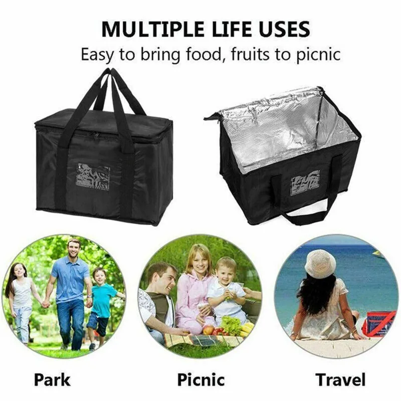 16L/28L/50L/70L Insulated Car Portable Lunch Cooler Folding Insulated Picnic Ice Bag Zipper Picnic Camping Tin Foil Food Bag