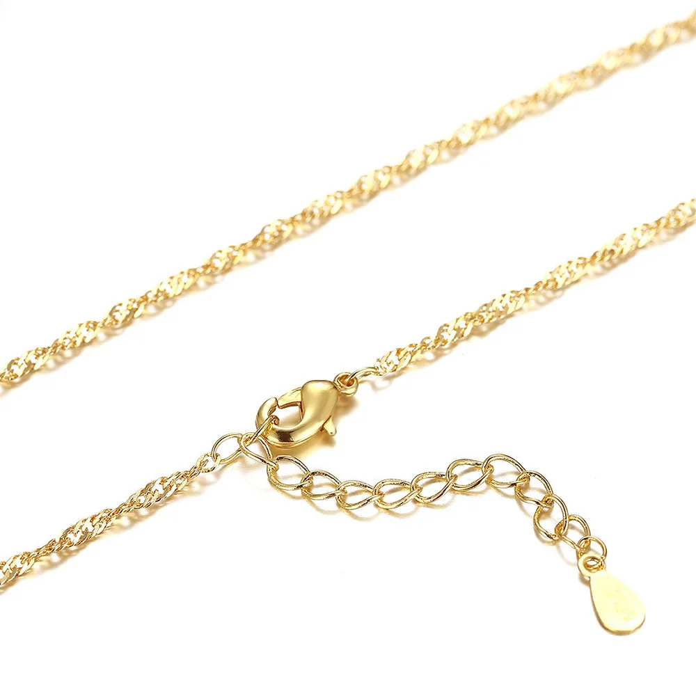 NK31 Fashion 925 Gold plated extended chain women's jewelry water ripple necklace