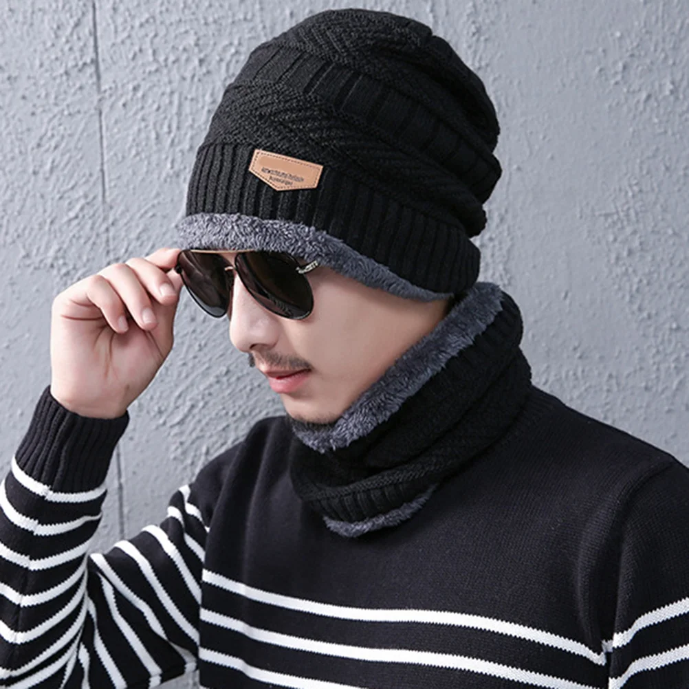 

Hat Scarf Set One Size Knitted Warm Head Neck Cover For Outdoor Activities Coffee Color Men Women Winter Hats Sportswear