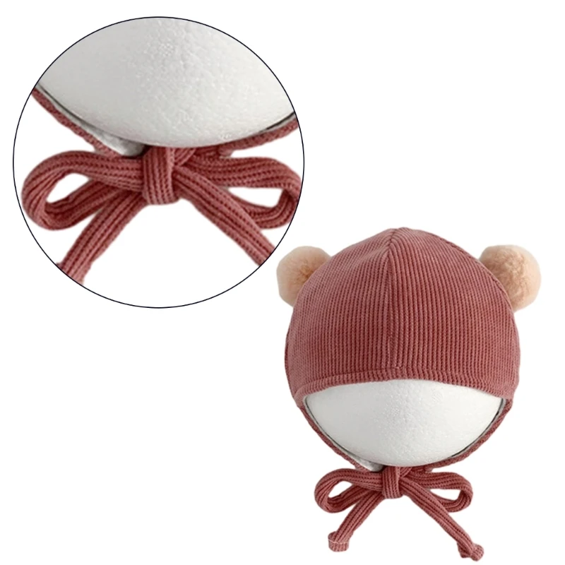 Ear Protections Spring Autumn Windproof Corduroy Lace Up Hat with Chin Strap top quality