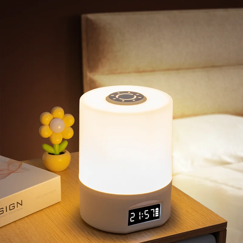 Light Emitting Diode Remote Control Night Light Three-Color Temperature USB Rechargeable with Clock Battery Power Display
