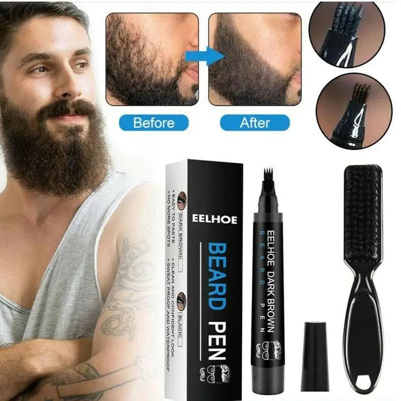 Men Beard Pencil Filler Waterproof Beard Filling Pen Kit Moustache Beard Tools Coloring Shaping Enhancer Hair Pencil E7q2