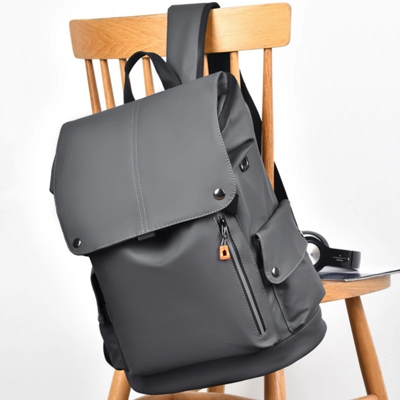 PU Leather Waterproof Men's Laptop Backpack Large Computer Backpack for Business Urban Multi-functonal Backpack USB Charging