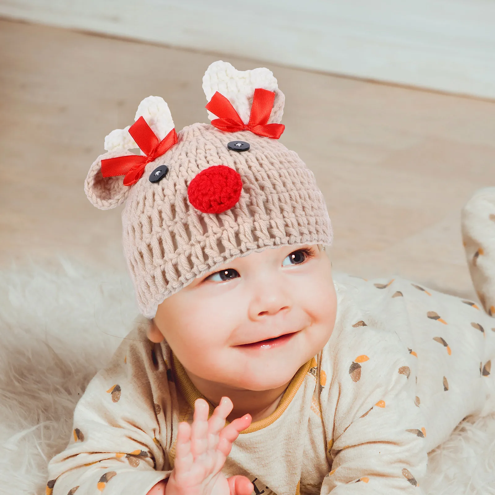 

Baby Knitted Hat Antlers Wool Cap Warm Knitting Durable Comfortable Autumn Gift Baby Knitted Cap