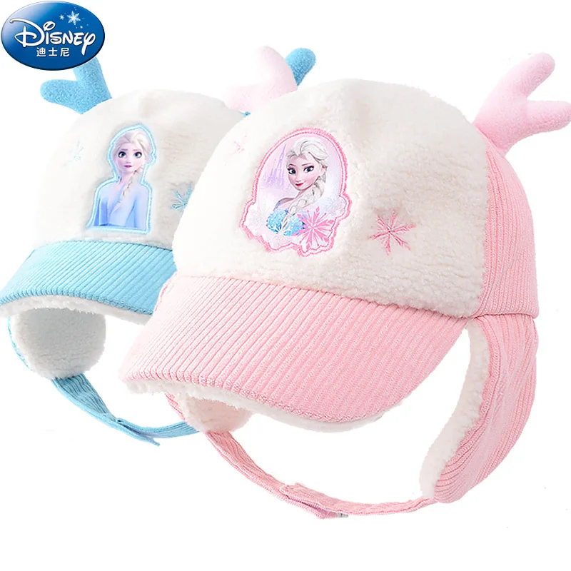 

Шапка Диснея, фуражка «Холодное сердце» для девочек, детские аксессуары Эльзы, бархатная защита ушей, защита от холода, ветрозащитная осень и зима