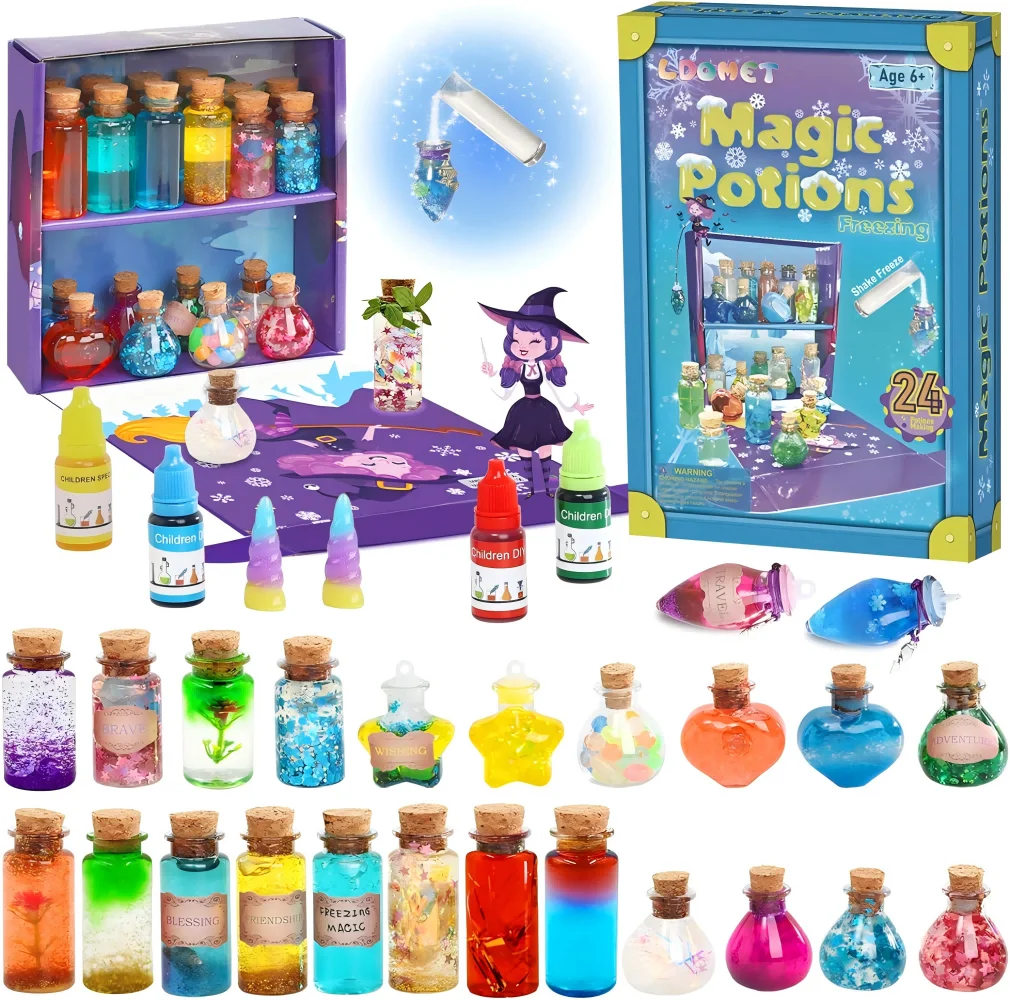 Freezing Magic Potion ชุดสําหรับเด็ก-DIY Make 24 ขวด Gradient Potions,Creative Art CRAFT Kit สําหรับหญิง,ของขวัญวันเกิดสนุก