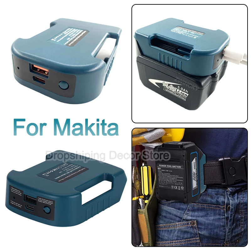 For Makita 18V 40V Li-ion Battery With USB With Type-C Battery Holder Charger Adapter USB Battery Adapter For Makita