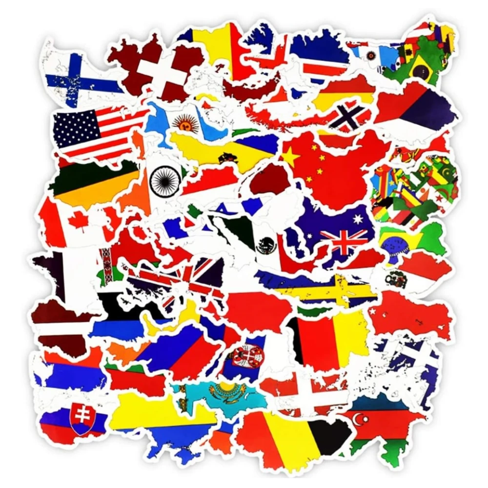 

Vinyl National Flag Country Map Stickers World Flag Stickers 50 Pcs Country Flag Decals for Laptop Car Suitcase Water Bottle Car