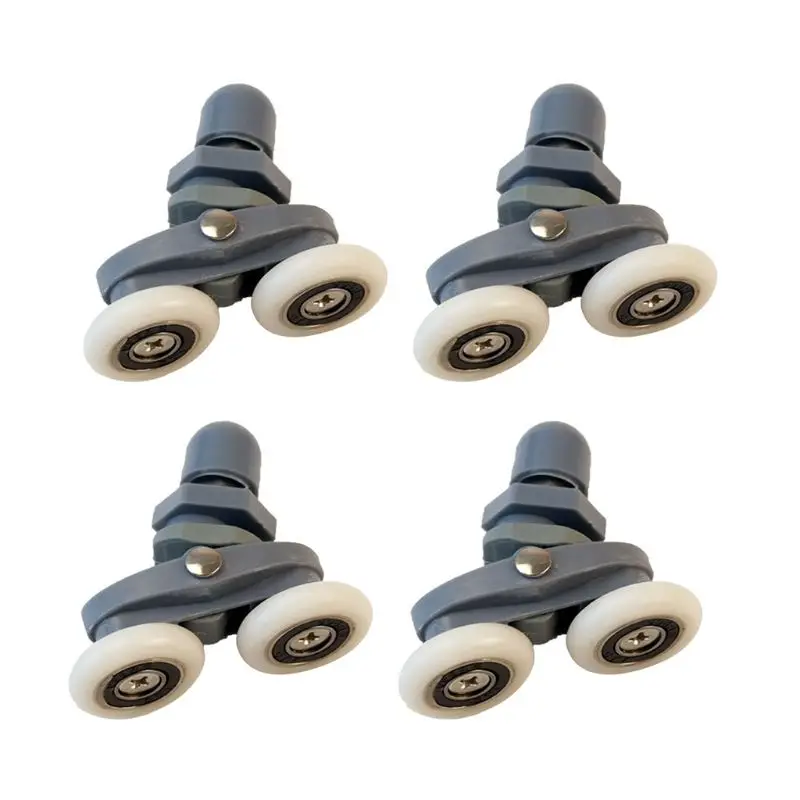 

4Pcs/Set for Grey Plastic Nylon Adjustable Double Swinging Pulley Wheels Shower Cabin Sliding Door Hardware Roller